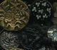 22 Antique Vintage Metal & Black Glass Buttons Buttons photo 1