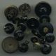 22 Antique Vintage Metal & Black Glass Buttons Buttons photo 5