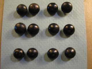 6 Matching Pairs Of Black Antique Shoe Buttons - 3/8 - 7/16 