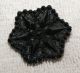 3 Antique Fancy Black Glass Buttons Floral Embroidered W/scalloped Border Buttons photo 2