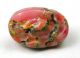 Antique Leo Popper Glass Button Oval Shape Pink Orange & Silver Buttons photo 1