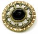Antique Jewel Button Faceted Glass Center W/ Celluloid Liner & Brass Border Buttons photo 1