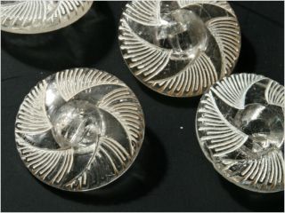 (6) 22 Mm Vintage Fancy Czech Art Deco Crystal Glass Glass Buttons photo