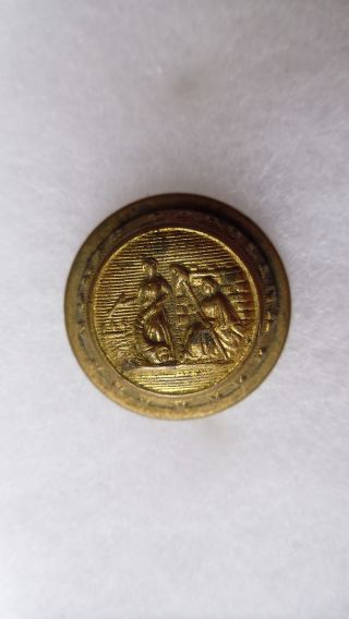 Antique North Carolina State Seal Coat Button Waterbury Button Co 23 Mm photo