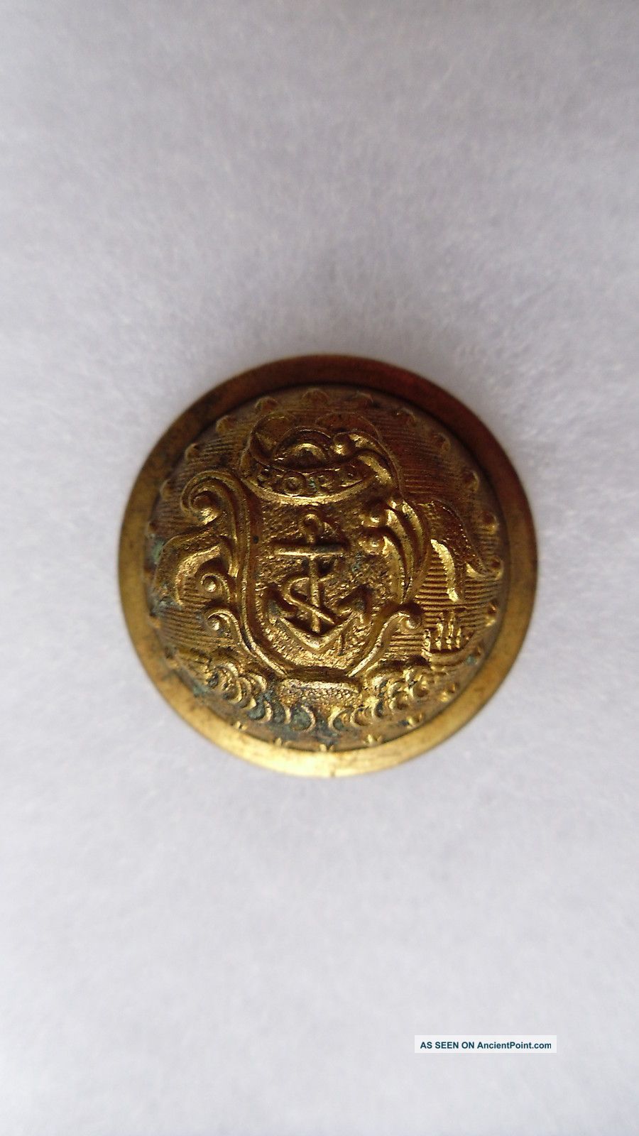 Antique Rhode Island State Seal Coat Button Scovill Mfg Co Waterbury 23 Mm Buttons photo
