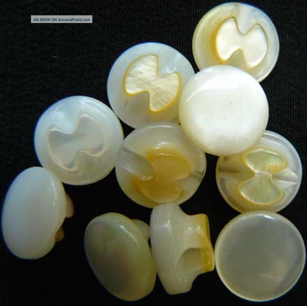 Antique Mother Of Pearl White Back Hole Buttons 40 Count Buttons photo
