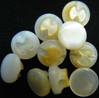 Antique Mother Of Pearl White Back Hole Buttons 40 Count photo
