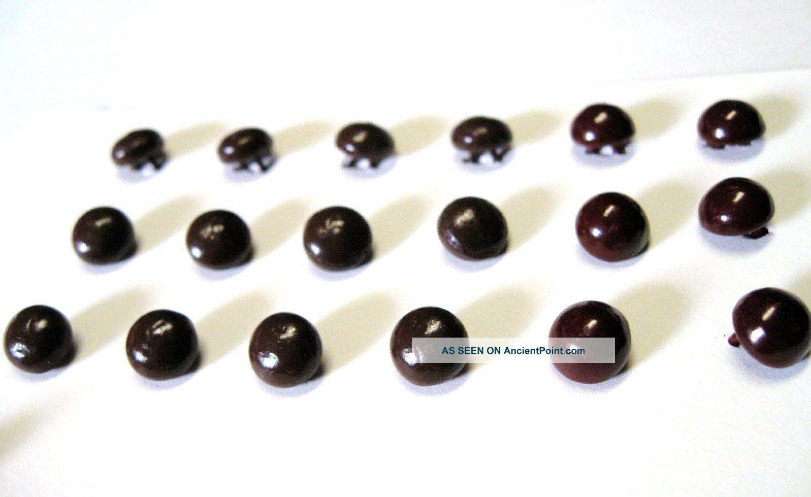Antique Shoe Buttons Set Of 12 Chocolate Brown & Set Of 6 Reddish Brown 5/16 