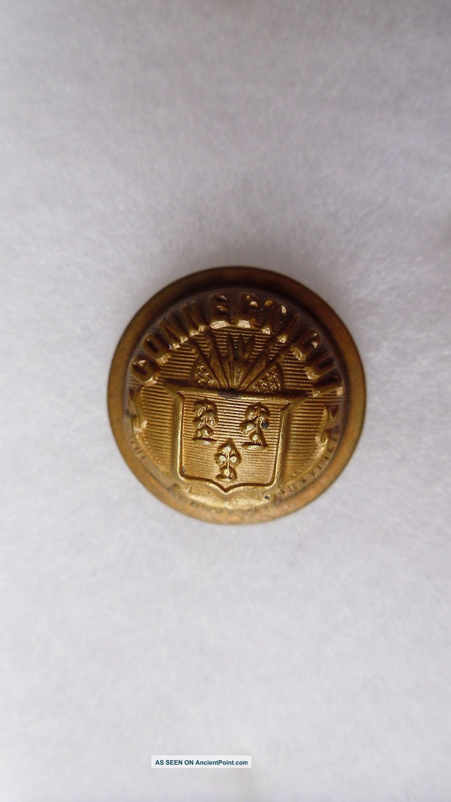 Antique Connecticut State Seal Coat Button Goodwins Pat July 27,  1875 23 Mm Buttons photo