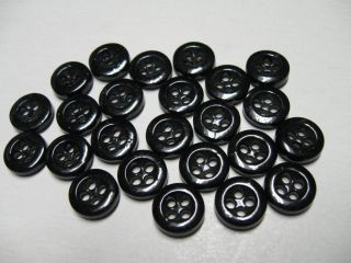 Matching Set Of 24 Antique Black China 4 Hole Buttons 7/16 