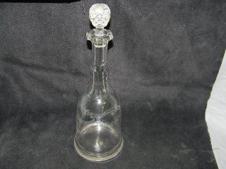 19th Century Antique Glass Eapg Blown Etched Pattern Wine Decanter Blue Dots photo