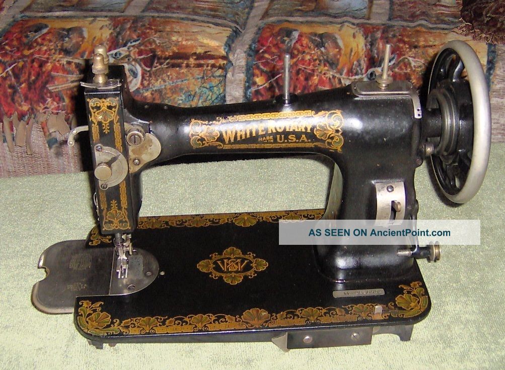 White Rotary Treadle Sewing Machine Head With Bobbin And Holder Pretty 1905 Sewing Machines photo