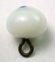 Antique Charmstring Glass Button White W/ Blue Dot Swirlback Buttons photo 1