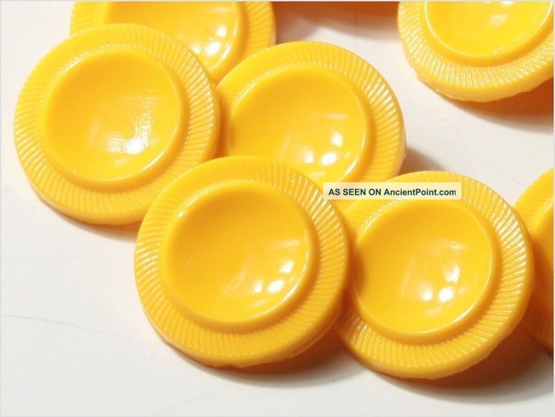 (24) 18 Mm Rough Antique Vintage Czech Mustard Yellow Deco Glass Buttons 20´s Buttons photo
