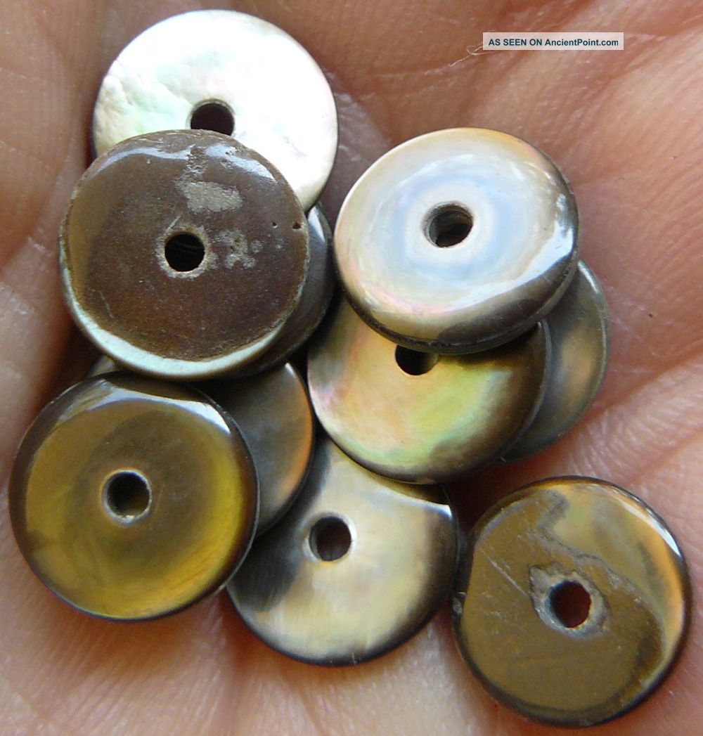 Antique Mother Of Pearl Black Single Center Hole 40 Count Buttons photo