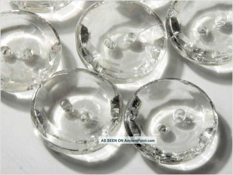 Lot (12) 14 Mm Vintage Czech Crystal Sew Thru Glass Buttons Buttons photo
