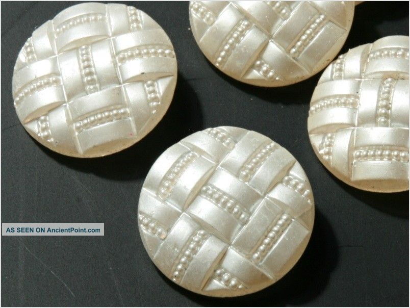 (6) 23 Mm 20´s Antique Vintage Czech Faux Pearl Fancy Clear Glass Buttons Buttons photo