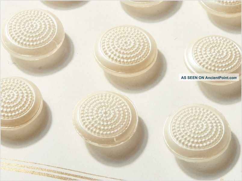 Card (48) 13 Mm 40´s Vintage Czech Sewing Fancy Faux Pearl Glass Buttons Buttons photo