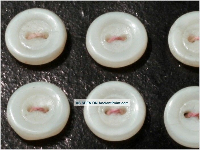 24 Sew Thru White Depression Glass Buttons Card 11 Mm Antique Vintage Czech Buttons photo