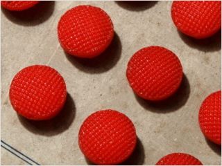 Card (24) Antique Vtg Czech Red Fancy Glass Buttons 20´s Doll Size 11 Mm photo