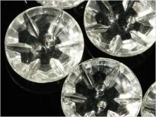 9 Czech Vintage Fancy Clear Flower Glass Buttons 18 Mm photo
