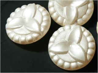 (6) 23 Mm 20´s Antique Vintage Czech Faux Pearl Flower Clear Glass Buttons photo