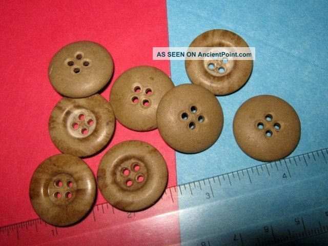 Set Of 8 Old Button Lot Vintage Very Stone Like Craft Sewing Estate Buttons photo