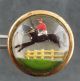Vtg Domed Glass Top Button Horse Picture Equestrian Lion Brand England Racing Buttons photo 1