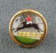 Vtg Domed Glass Top Button Horse Picture Equestrian Lion Brand England Racing Buttons photo 2