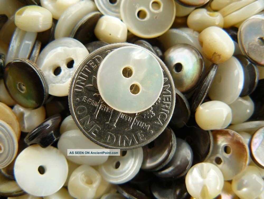 Antique Mother Of Pearl Buttons 80+ Count Mixed Bag Buttons photo