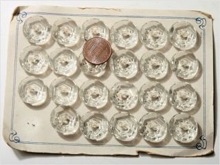 Card (19) 18 Mm Vintage Art Deco Czech Crystal Glass Glass Buttons Sew Thru photo