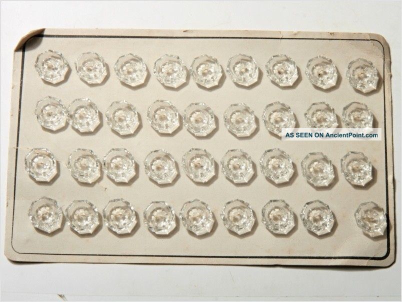 Card (36) 15 Mm Vintage Czech Hexagon Crystal Glass Glass Buttons Sew Thru Buttons photo