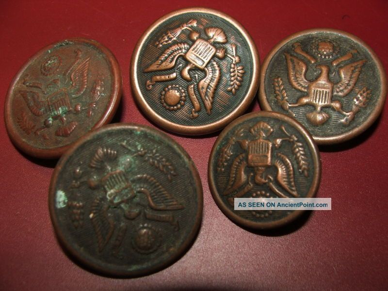 5 Antique Different American Military Buttons Buttons photo