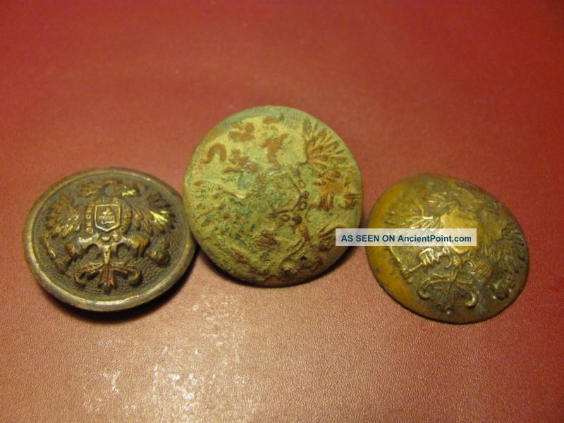 3 Diff.  Antique Military Buttons Tsarist Russia Buttons photo