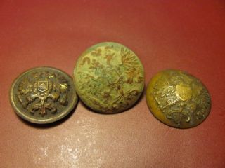 3 Diff.  Antique Military Buttons Tsarist Russia photo