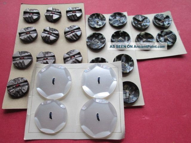 Lot Antique/vintage Buttons From Plastick Gray And White - Buttons photo
