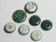 Vintage Lot China Buttons Rimmed Green Blue Buttons photo 1