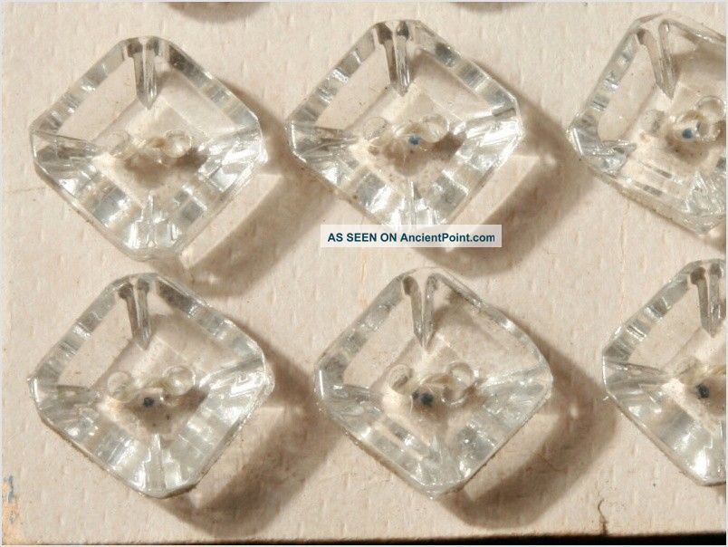 Card (24) 10 Mm Vintage Czech Square Faceted Crystal Glass Deco Glass Buttons Buttons photo