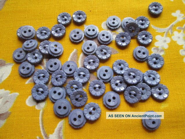 Vintage Flower Buttons For Dolls - Blue Plastic Buttons photo