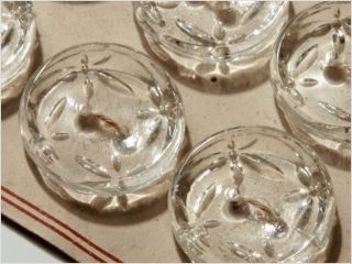 Card (20) 18 Mm Vintage Czech Intaglio Floral Crystal Glass Glass Buttons photo