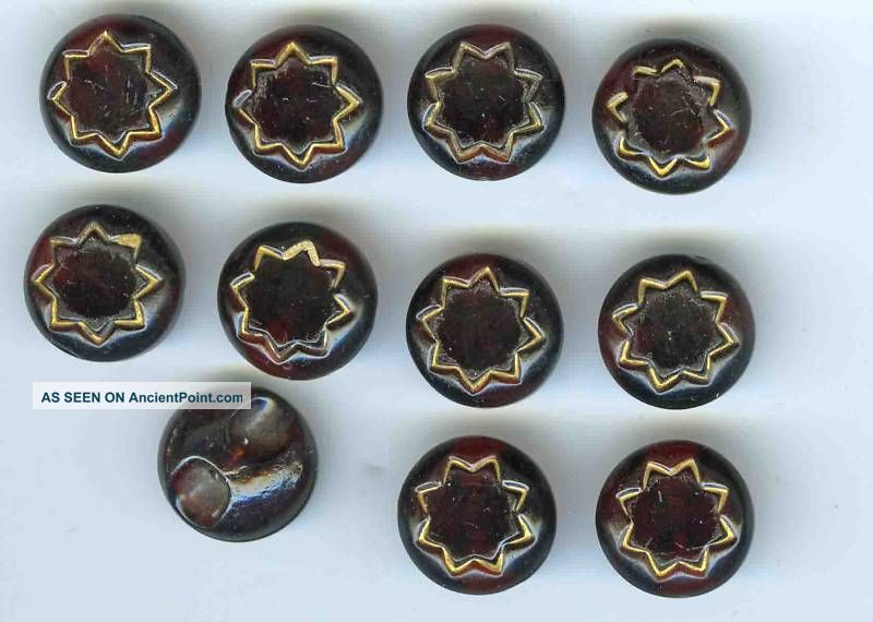 Antique Cranberry Glass Buttons (11) C 1860s? Buttons photo