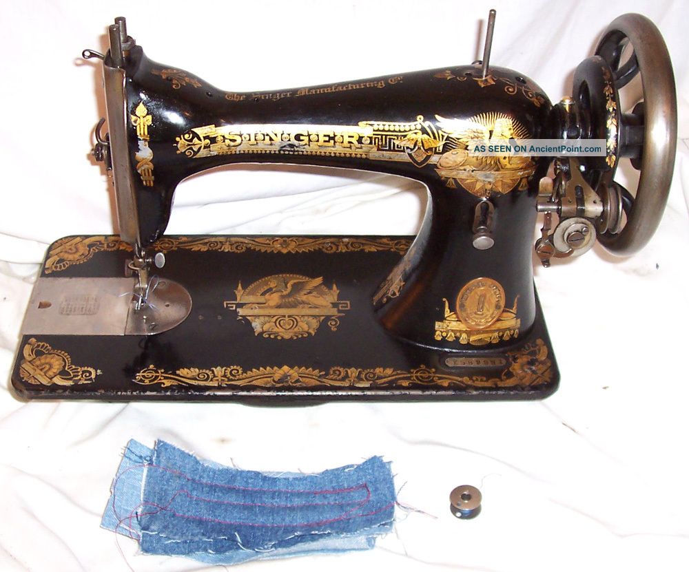 Serviced Antique 1902 Singer 15 - 30 Sphinx Treadle Only Sewing Machine See Video Sewing Machines photo