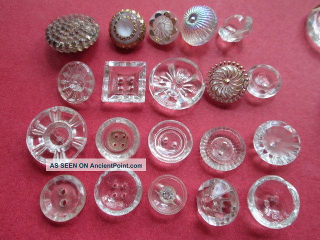 Lot Antique/vintage Glass Buttons For Dolls Or Projects Buttons photo