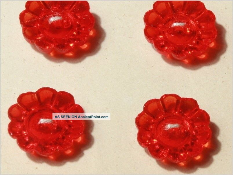 24 Vtg Clear Flower Red Depression Glass Buttons 14 Mm Buttons photo