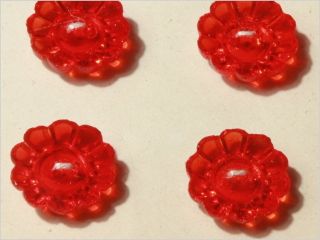 24 Vtg Clear Flower Red Depression Glass Buttons 14 Mm photo