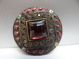 Antique Old Cesetzlich Geschutzt Beaded Large 1.  625” Decorative Purple Button Nr photo