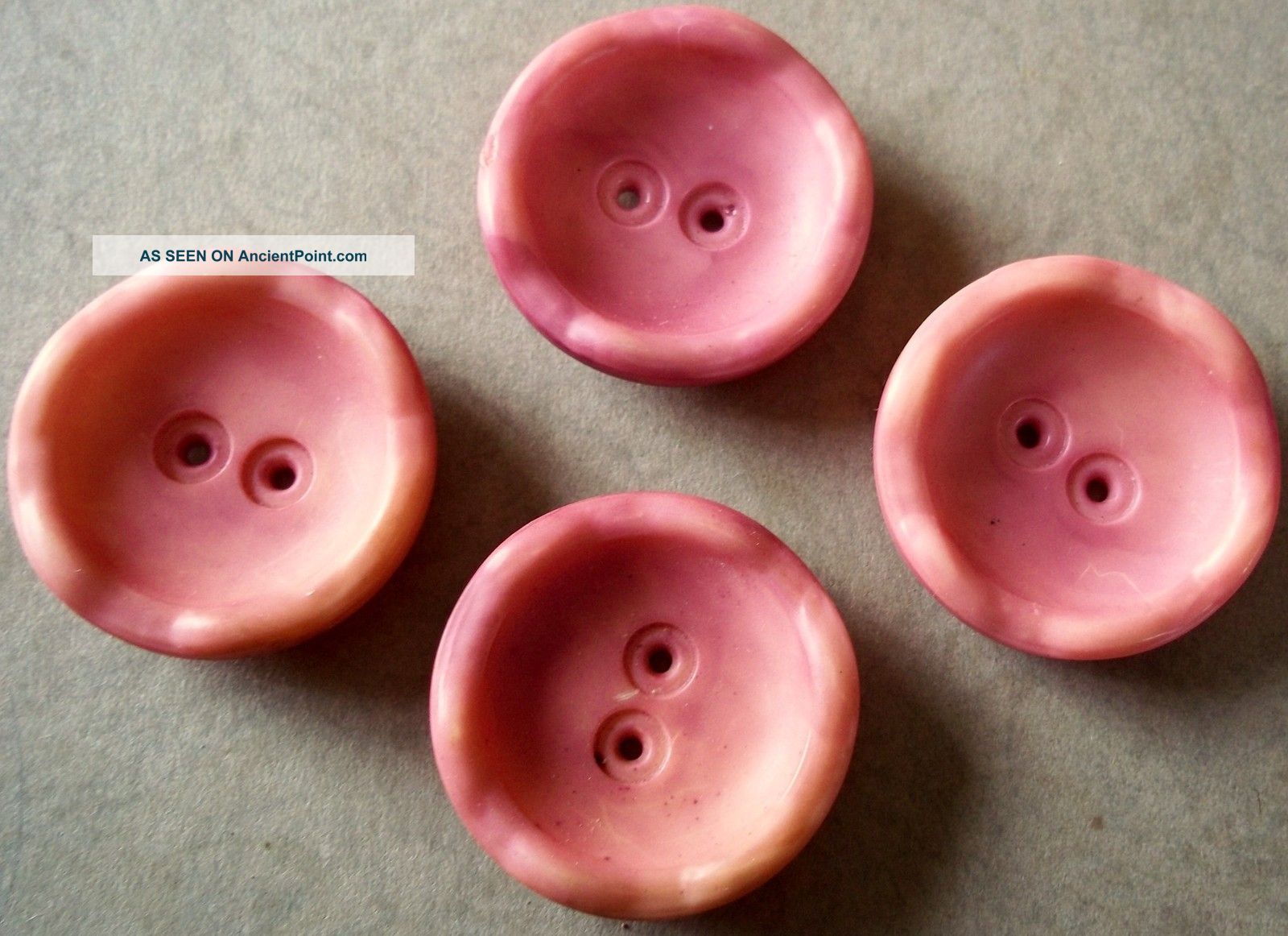 Four Great Vintage Scalloped Edge Raspberry/pink Vegetable Ivory Buttons Buttons photo