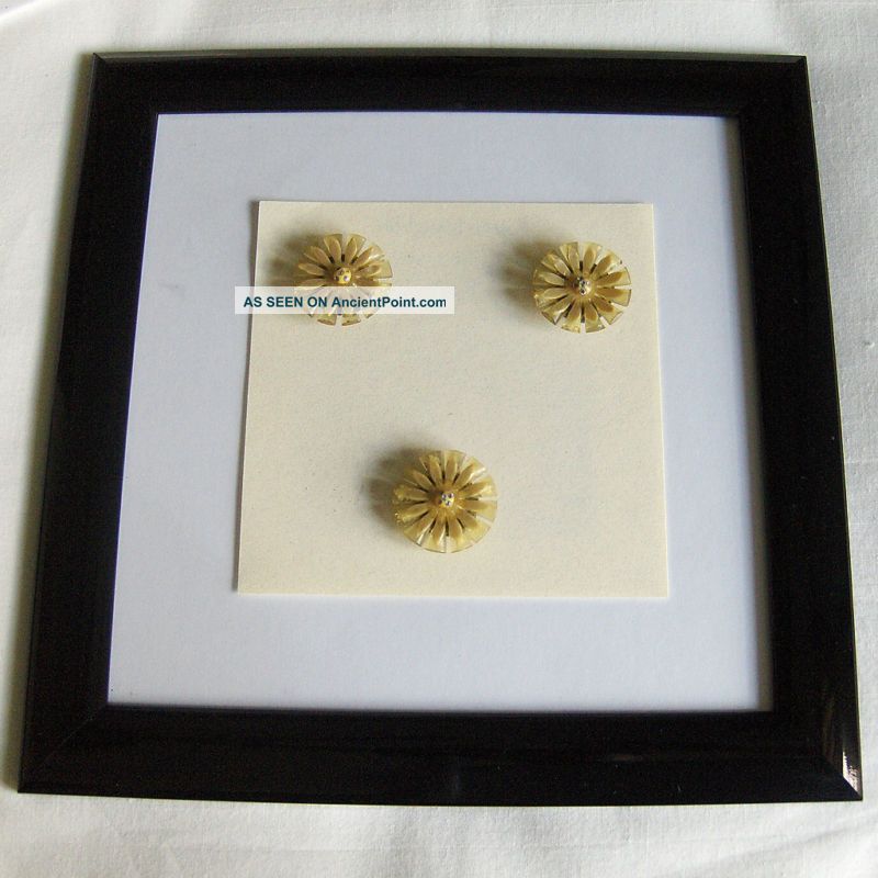 Antique Celluloid Rhinestone Floral Magnets 0909 Buttons photo