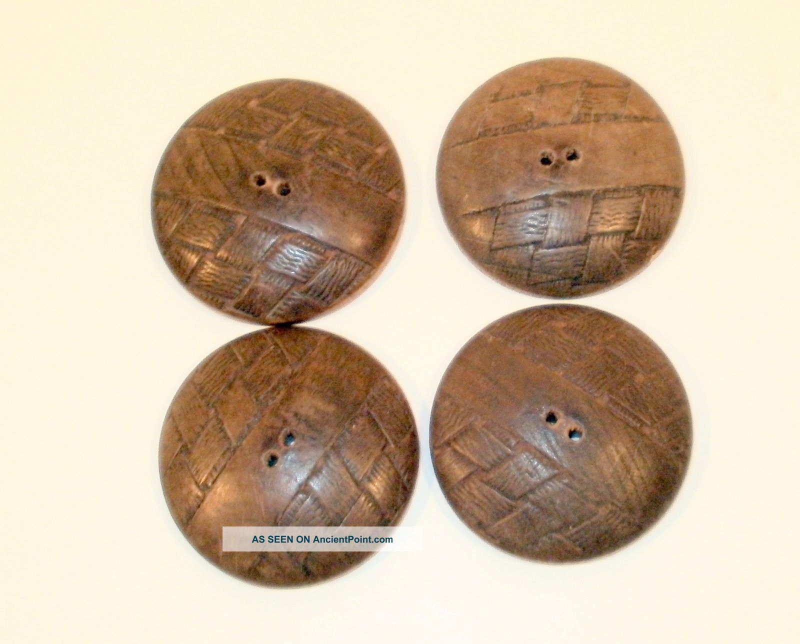 Wooden Buttons Antique Decorative Crosshatch Pattern 4,  1 1/4 Inch Buttons photo