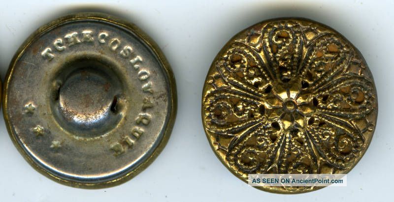 Antique Metal Buttons (4) W Rose Window Grill,  C 1880s? Buttons photo